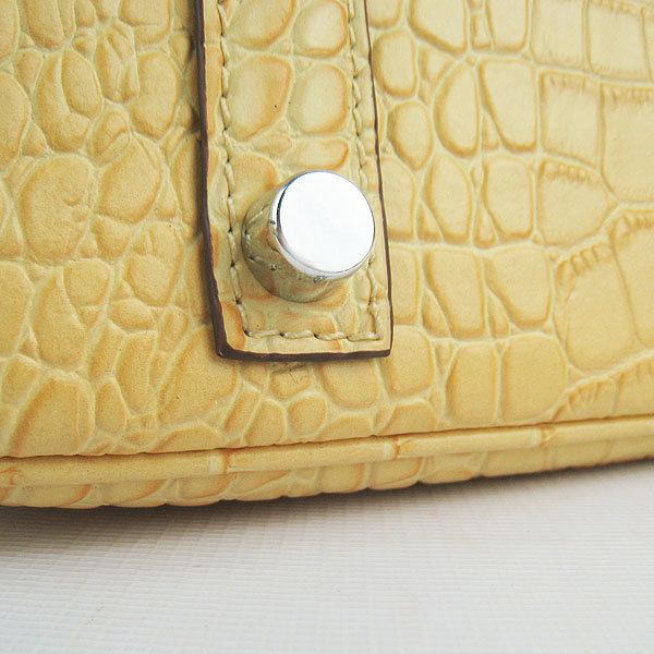 High Quality Fake Hermes Birkin 35CM Crocodile Veins Leather Bag Yellow 6089 - Click Image to Close